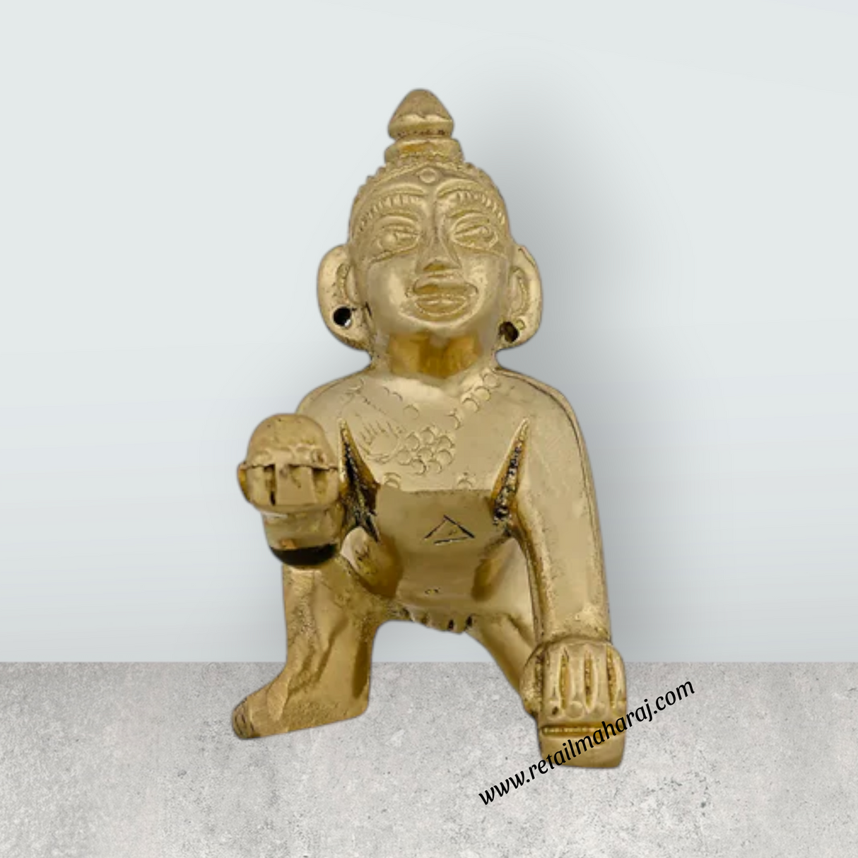 Crawling Krishna Murti – 2.5 X 2.5 Inches Brass Idol Laddu Gopal Murti Krishna Idol For Divine Blessings - Retail Maharaj
