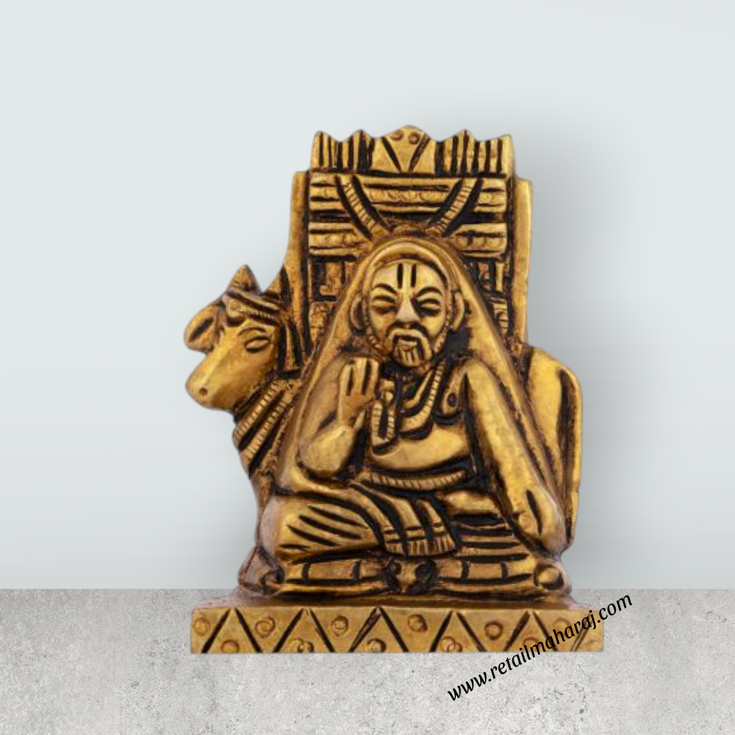 Raghavendra Swamy Idol - 2 x 1.75 Inches | Antique Brass Statue/ Raghavendra Statue for Pooja/ 200 Gms Approx - Retail Maharaj