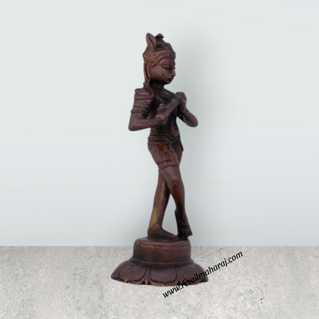 Krishnan Statue - 4 x 1.5 Inches | Copper idol/ Krishna Idol for Pooja/ 170 Gms Approx - Retail Maharaj