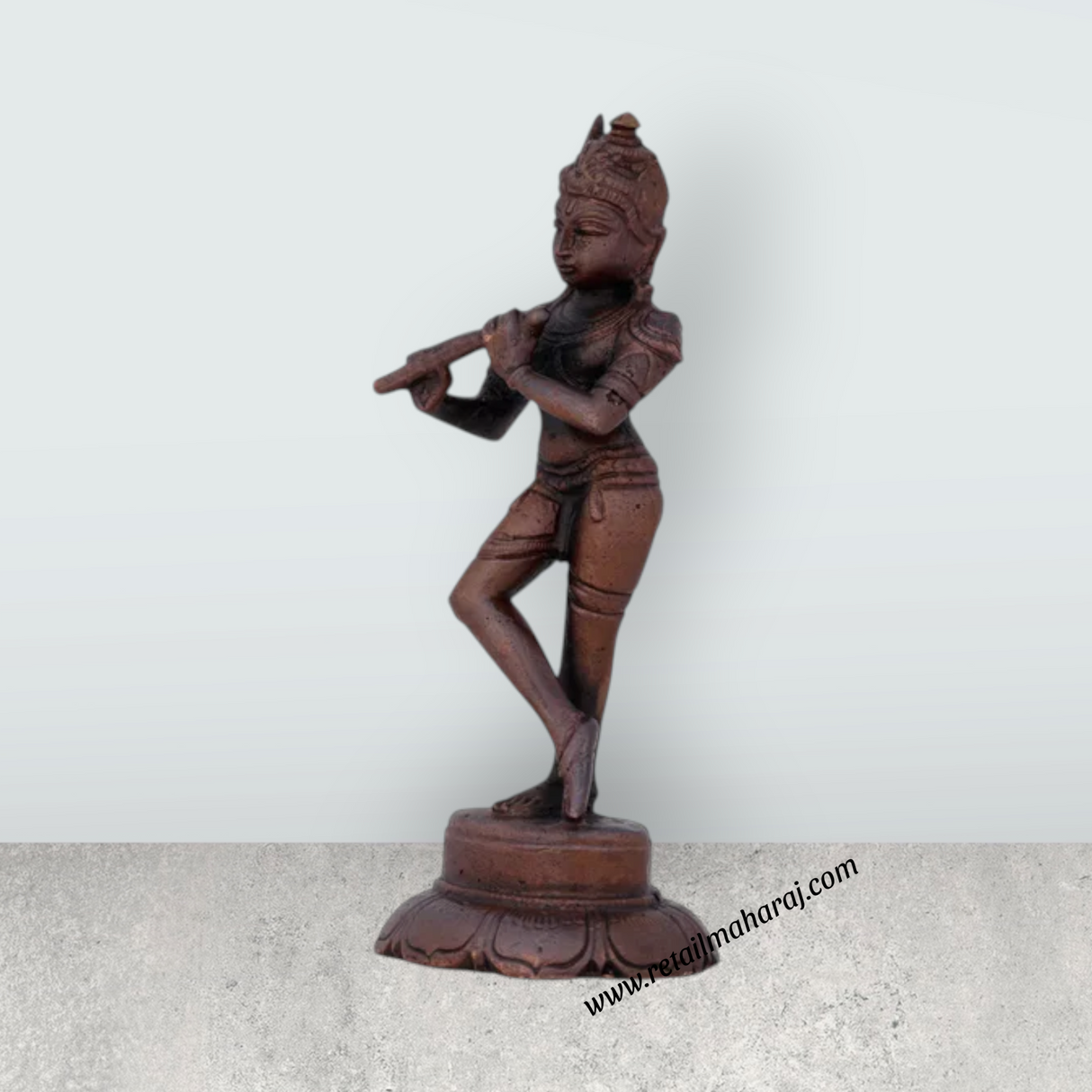 Krishnan Statue - 4 x 1.5 Inches | Copper idol/ Krishna Idol for Pooja/ 170 Gms Approx - Retail Maharaj