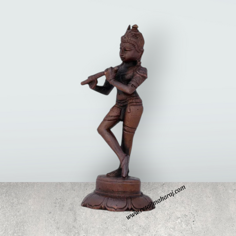 Krishnan Statue - 4 x 1.5 Inches | Copper idol/ Krishna Idol for Pooja/ 170 Gms Approx - Retail Maharaj