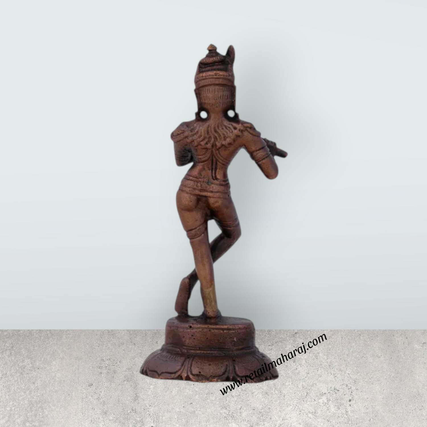 Krishnan Statue - 4 x 1.5 Inches | Copper idol/ Krishna Idol for Pooja/ 170 Gms Approx - Retail Maharaj