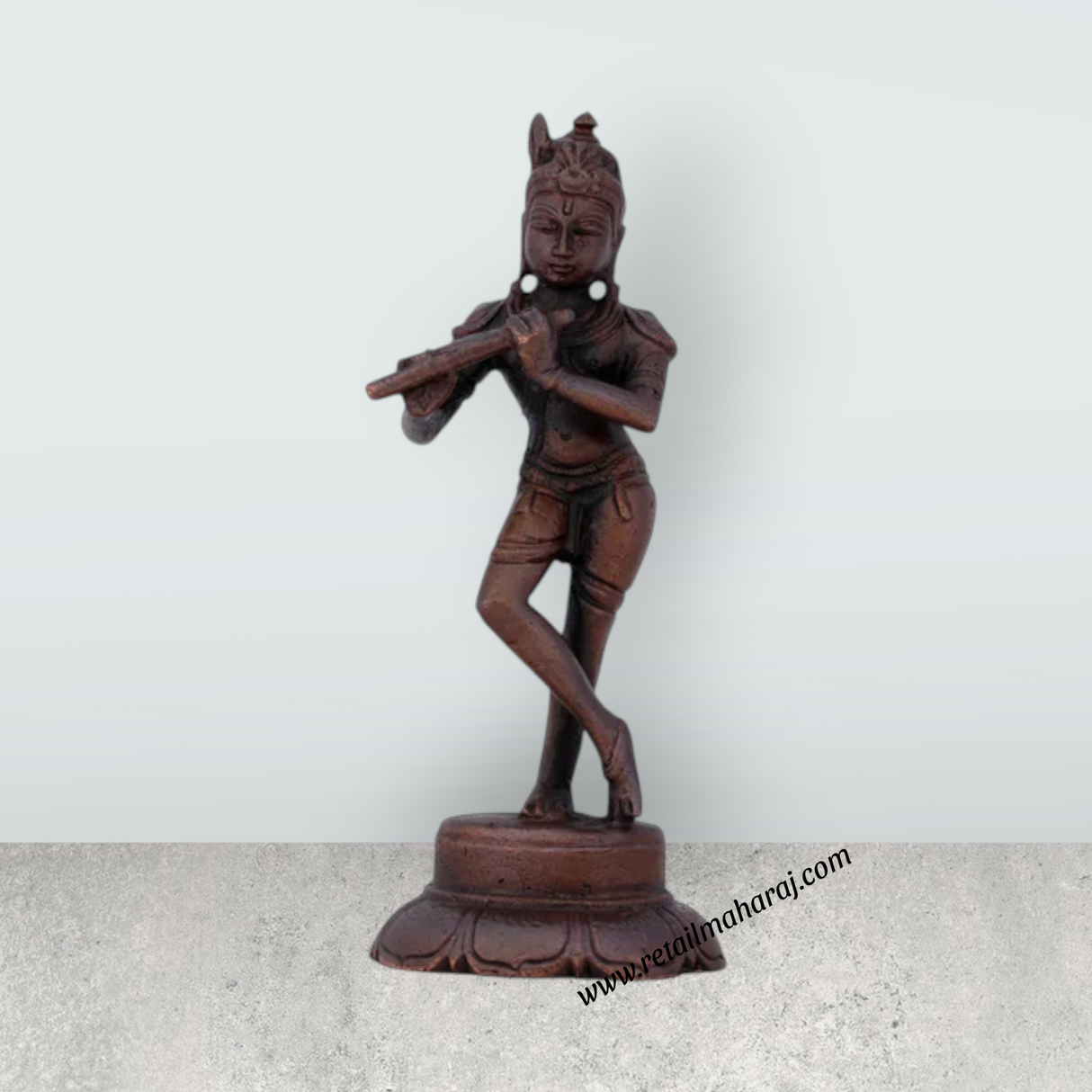 Krishnan Statue - 4 x 1.5 Inches | Copper idol/ Krishna Idol for Pooja/ 170 Gms Approx - Retail Maharaj