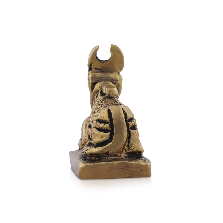 Nandi Statue - 1 x 1.5 Inches | Antique Brass Idol/ Nandi Murti for Pooja/ 40 Gms Approx