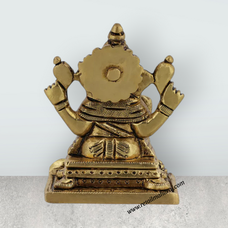 Ganesh Murti Sitting On Base – 2 Inches Antique Brass Idol Ganpati Murti For Home Pooja - Retail Maharaj
