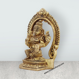 Lakshmi Statue with Arch - 3.5 x 2.5 Inches | Antique Brass Idol/ Laxmi Idol for Pooja/ 250 Gms Approx
