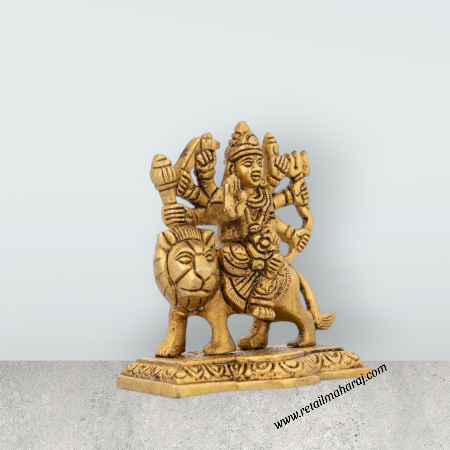 Durga Murti - 3.5 x 3 Inches | Brass Idol/ Antique Durga Maa Murti/ Durga Idol for Pooja/ 300 Gms Approx - Retail Maharaj
