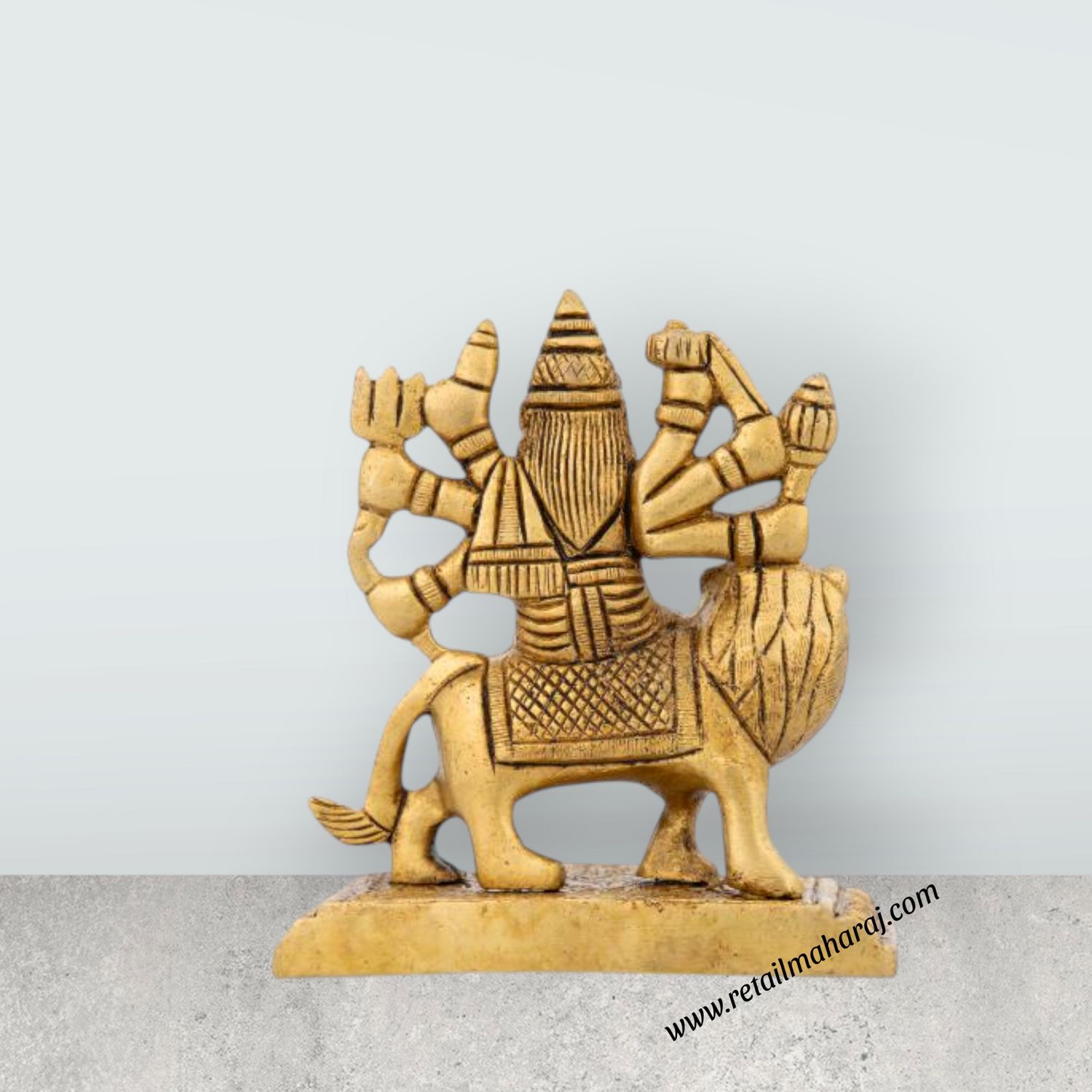 Durga Murti - 3.5 x 3 Inches | Brass Idol/ Antique Durga Maa Murti/ Durga Idol for Pooja/ 300 Gms Approx - Retail Maharaj