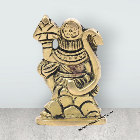 Anjaneya Statue Lifting Sanjeevani – 3 X 1.5 Inches | Antique Brass Idol/ Hanuman Statue For Strength & Pooja - Retail Maharaj