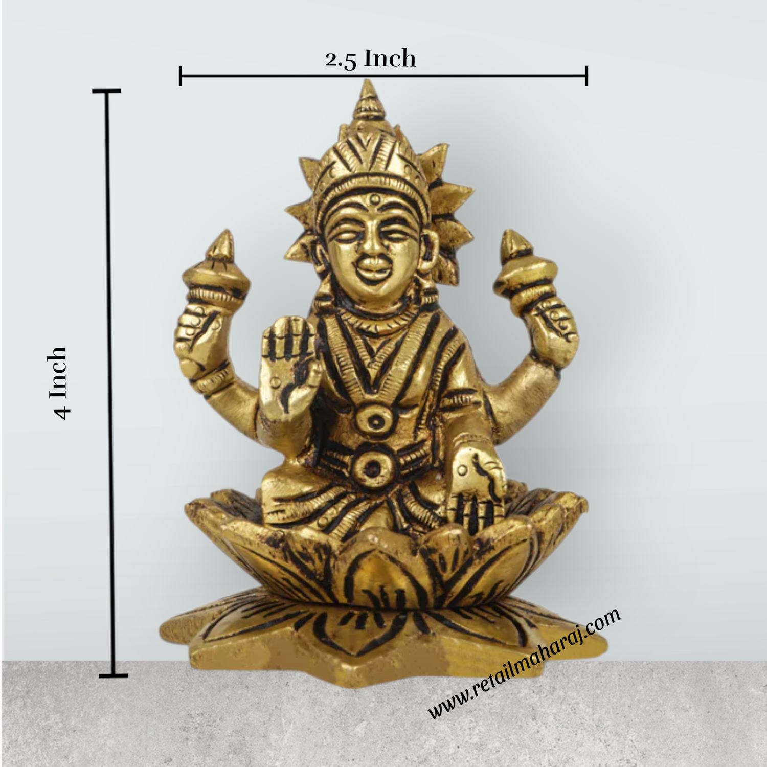 Laxmi Murti - 3.5 x 2.75 Inches | Brass Idol/ Lakshmi Idol/ Lakshmi Murti/ Lakshmi Statue for Pooja - Retail Maharaj