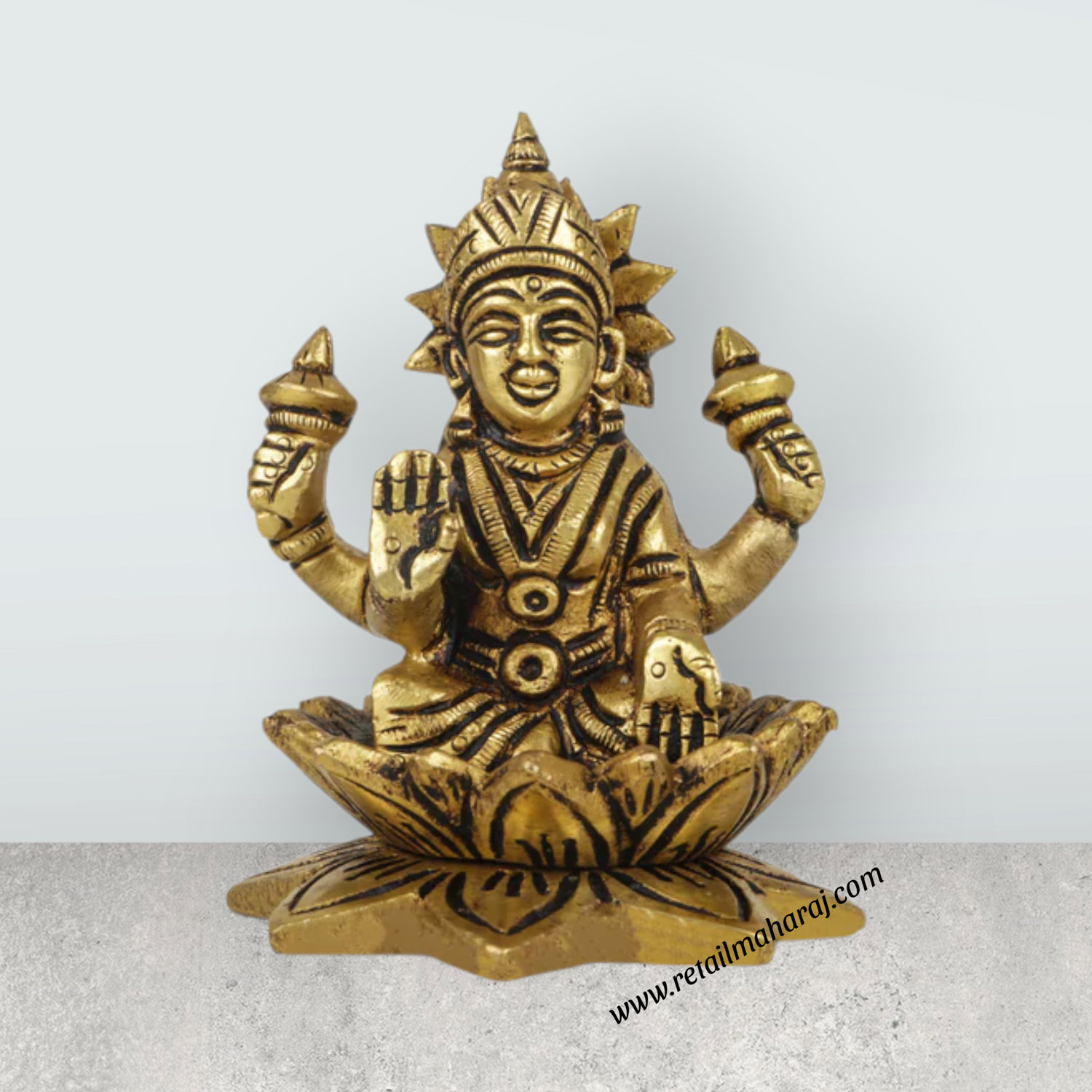 Laxmi Murti - 3.5 x 2.75 Inches | Brass Idol/ Lakshmi Idol/ Lakshmi Murti/ Lakshmi Statue for Pooja - Retail Maharaj