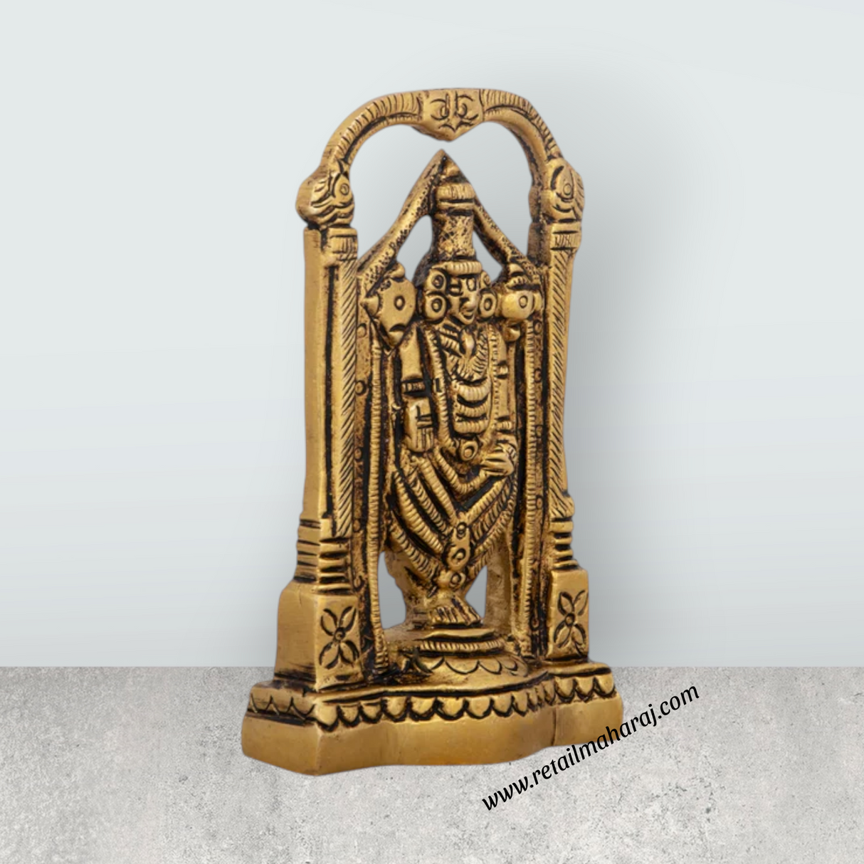 Balaji Murti - 3 x 2 Inches | Antique Brass Idol/ Standing Balaji Idol for Pooja/ 180 Gms Approx - Retail Maharaj