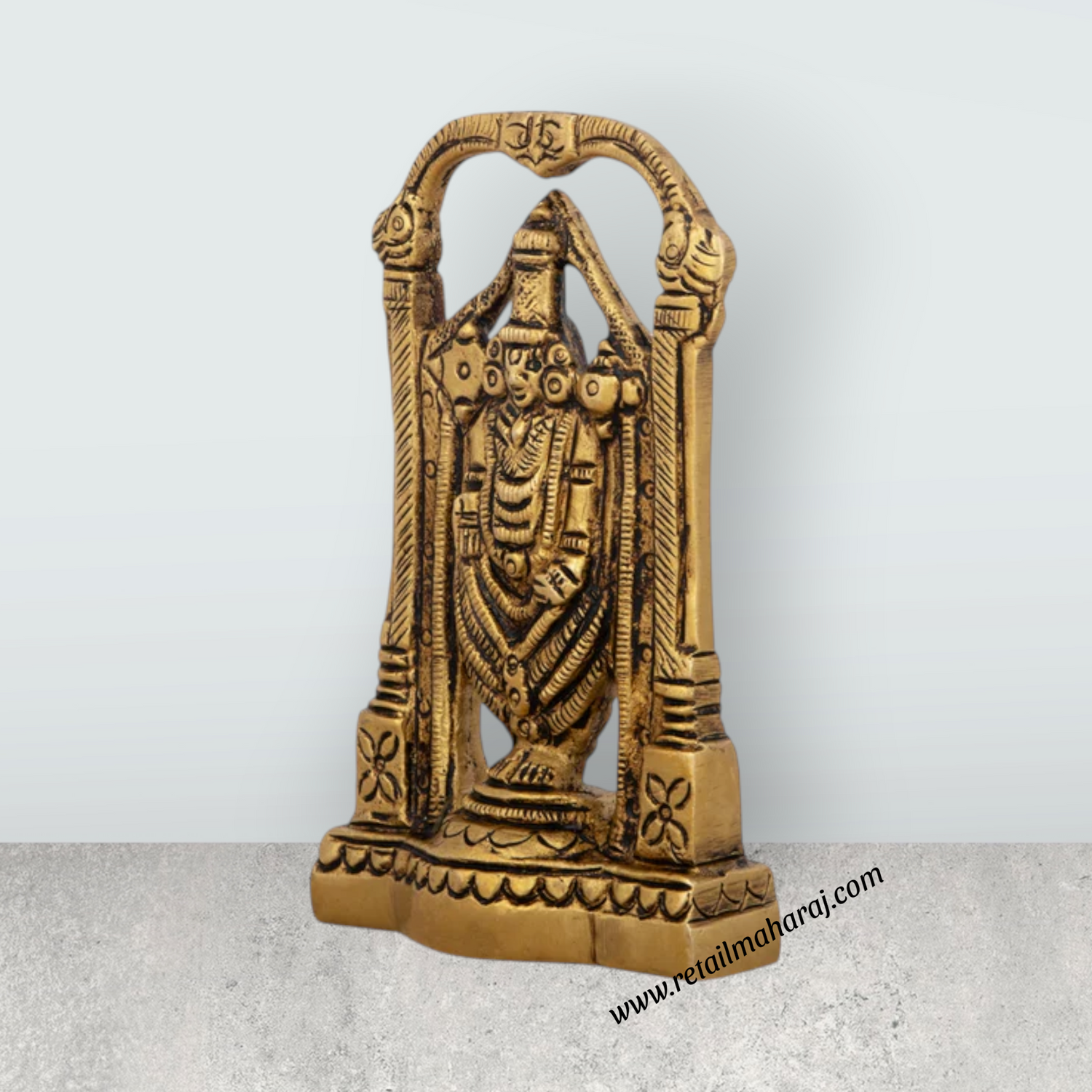 Balaji Murti - 3 x 2 Inches | Antique Brass Idol/ Standing Balaji Idol for Pooja/ 180 Gms Approx - Retail Maharaj