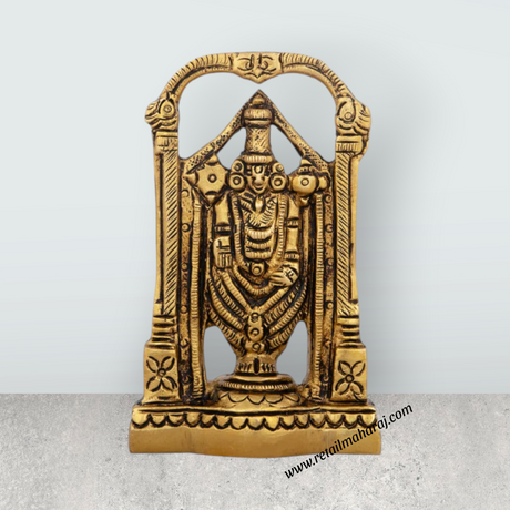 Balaji Murti - 3 x 2 Inches | Antique Brass Idol/ Standing Balaji Idol for Pooja/ 180 Gms Approx - Retail Maharaj