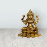 Lakshmi Idol - 5.5 x 4.5 Inches | Antique Brass Idol/ Laxmi Murti/ Lakshmi Murti for Pooja/ 1.410 Kgs Approx - Retail Maharaj