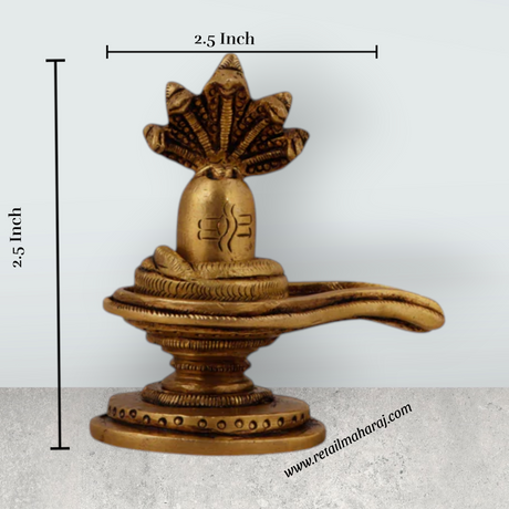 Shivling with Nagam - 2.5 Inches | Shiva Lingam/ Antique Brass Statue/ Sivalingam for Pooja - Retail Maharaj