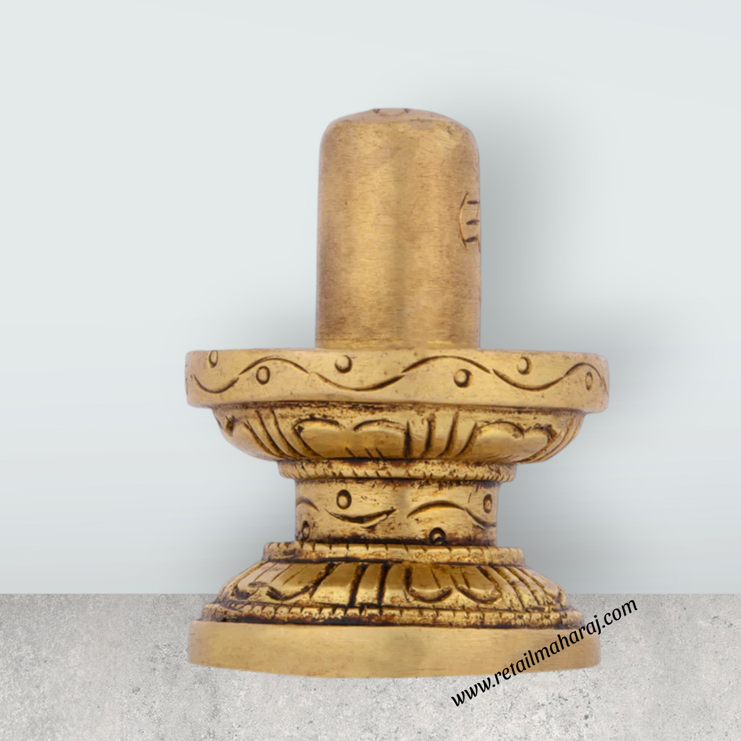 Shivling Statue - 2 x 2.25 Inches | Antique Brass Statue/ Mahadev Shivling Idol for Pooja/ 160 Gms Approx - Retail Maharaj