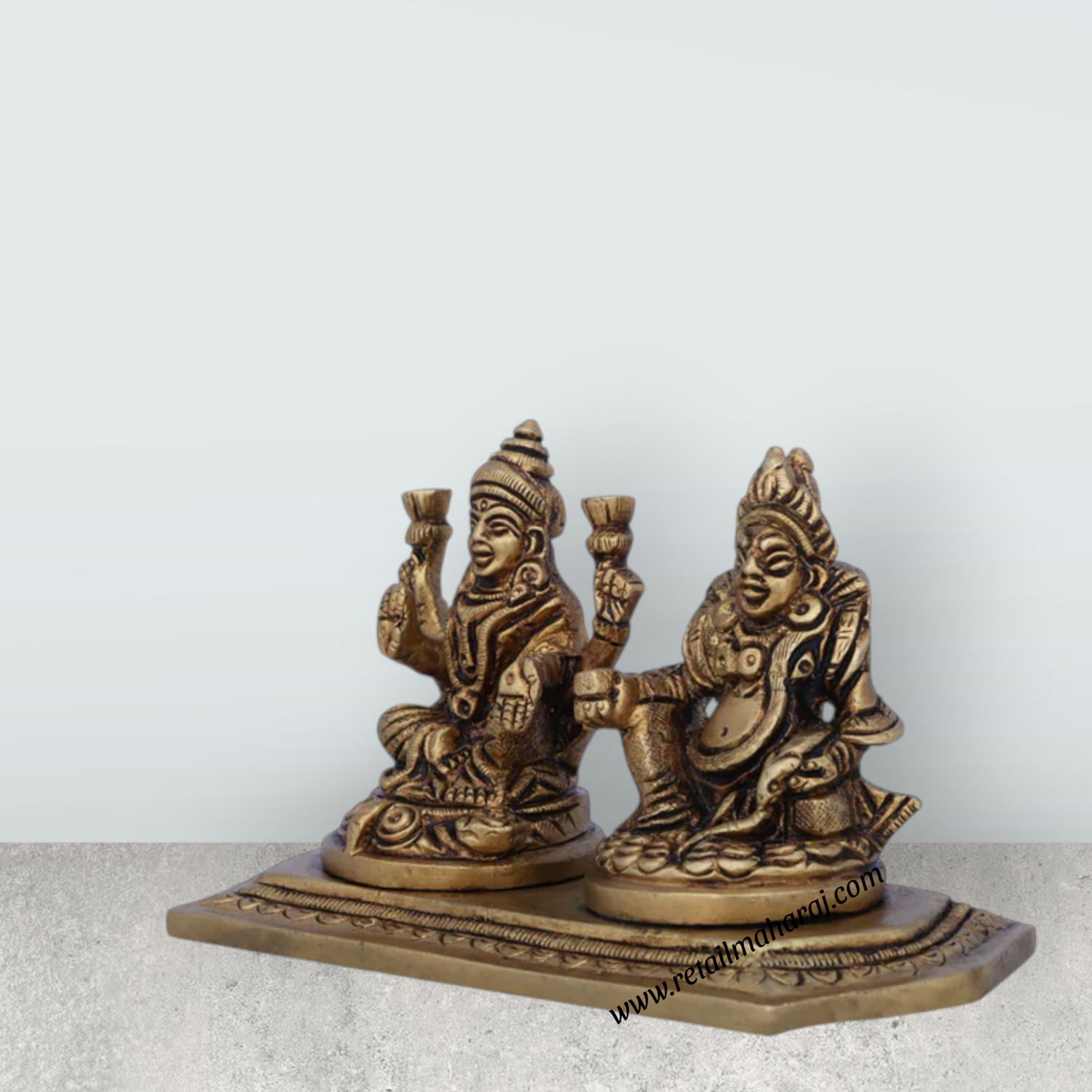 Laxmi Kuber Idol - 3 x 5 Inches | Antique Brass Idol/ Kubera Lakshmi Idol for Pooja/ 600 Gms Approx