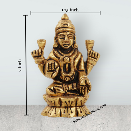Laxmi Murti - 2 x 1.75 Inches | Brass Idol/ Lakshmi Idol/ Lakshmi Murti/ Lakshmi Statue for Pooja - Retail Maharaj