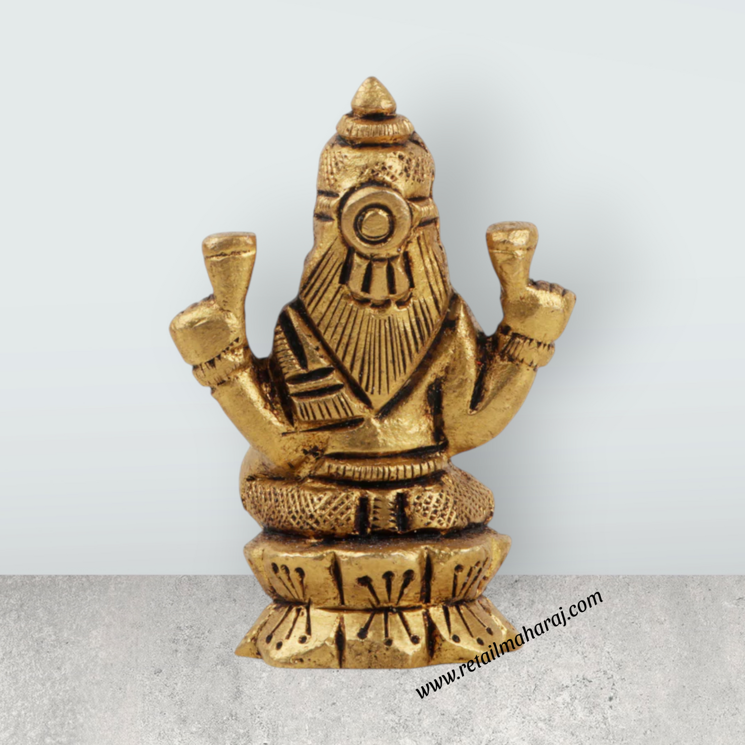 Laxmi Murti - 2 x 1.75 Inches | Brass Idol/ Lakshmi Idol/ Lakshmi Murti/ Lakshmi Statue for Pooja - Retail Maharaj