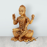 Bala Tripura Sundari Idol Sitting On Lotus - 6 x 5 Inches | Antique Brass Idol/ Balambigai Statue for Pooja - Retail Maharaj