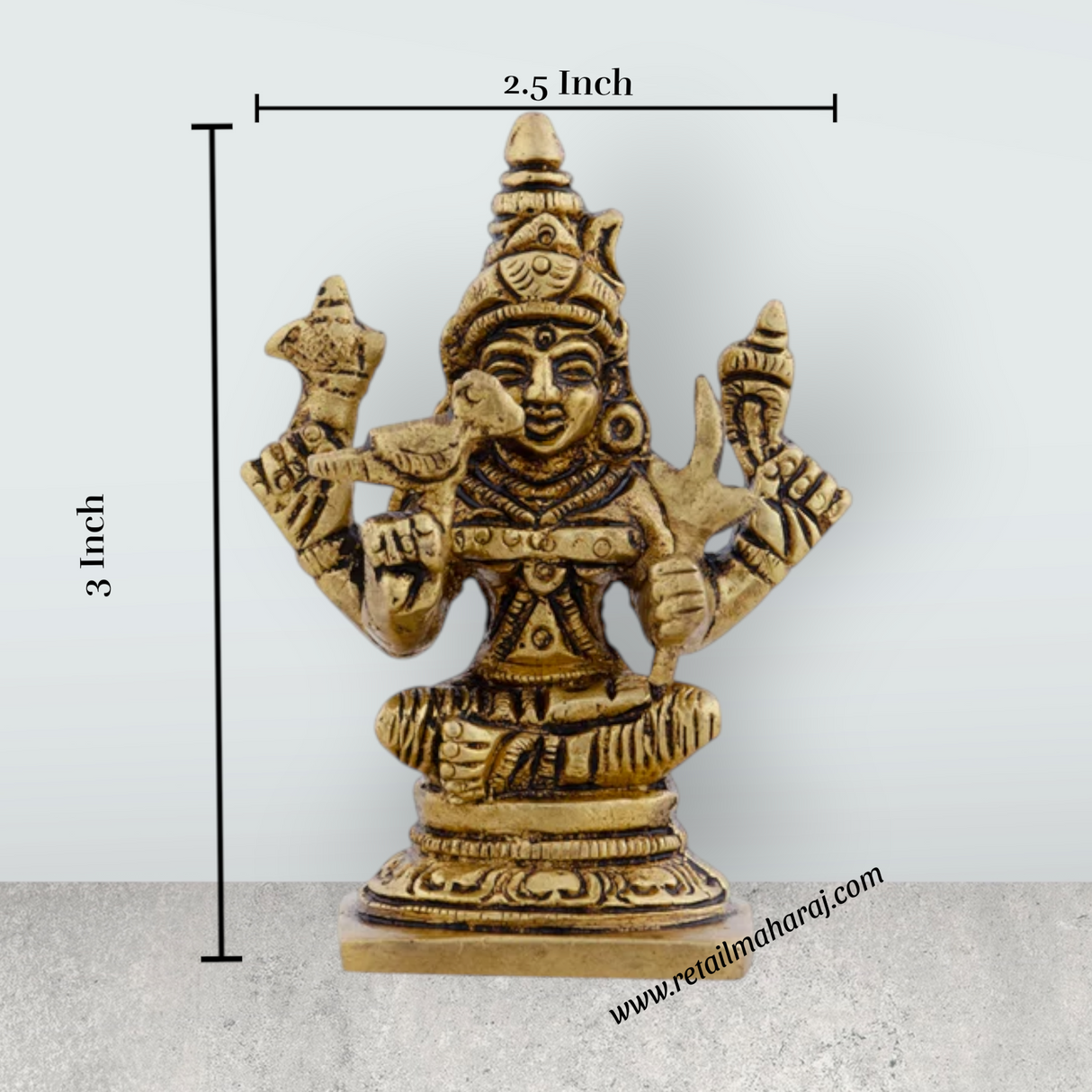 Kamakshi Idol - 3 x 2.5 Inches | Brass Idol/ Kamatchi Amman Statue for Pooja/ 160 Gms Approx