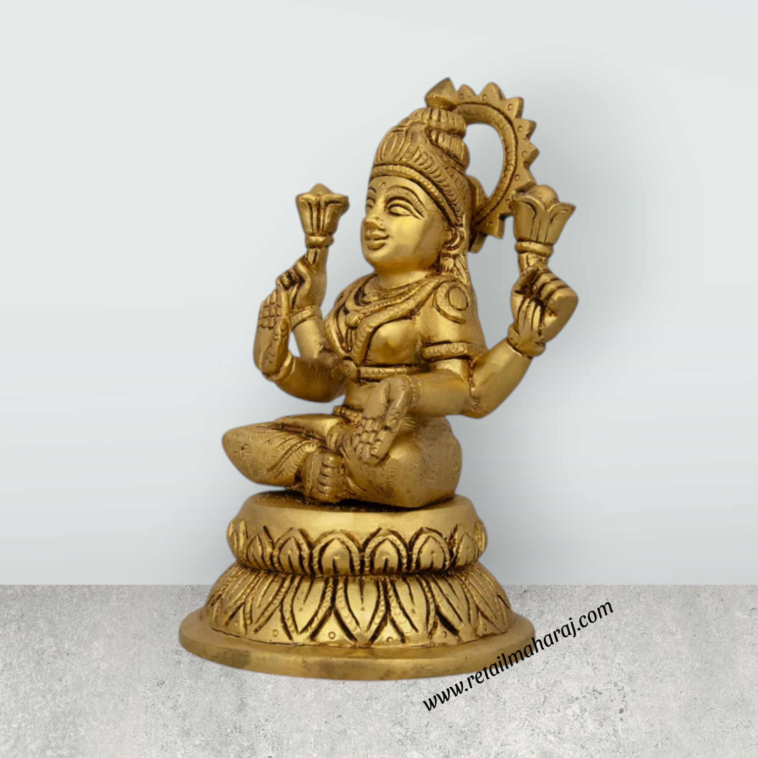 Lakshmi Idol - 6 x 4 Inches | Antique Brass Idol/ Laxmi Murti/ Lakshmi Murti for Pooja/ 1.580 Kgs Approx - Retail Maharaj