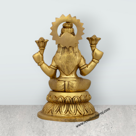 Lakshmi Idol - 6 x 4 Inches | Antique Brass Idol/ Laxmi Murti/ Lakshmi Murti for Pooja/ 1.580 Kgs Approx - Retail Maharaj