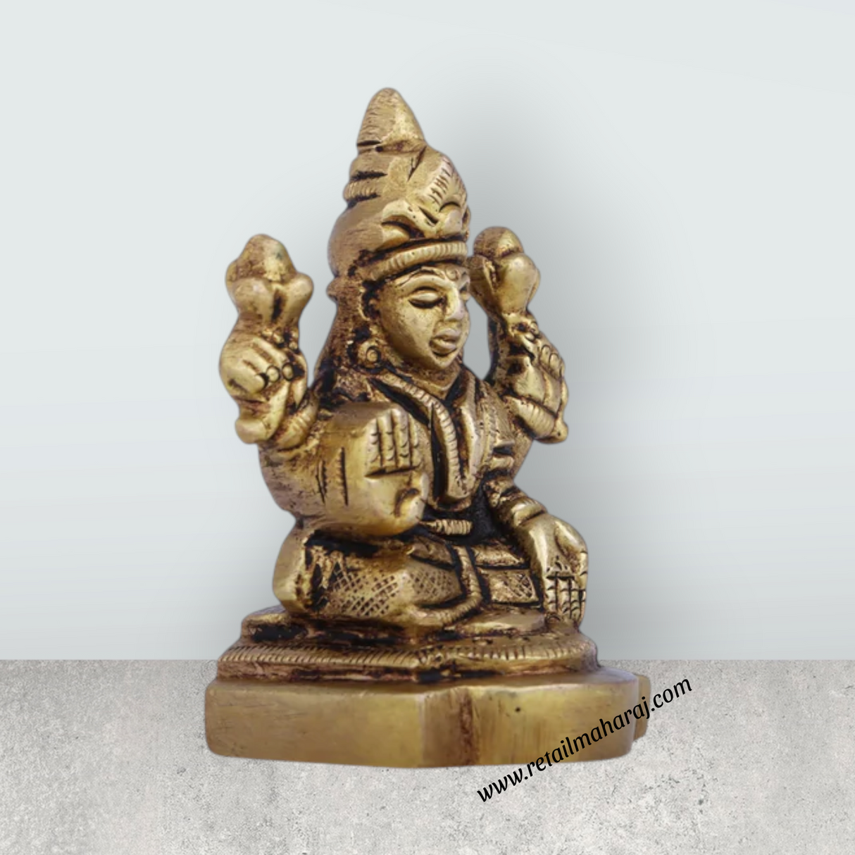 Laxmi Idol - 2 x 1.5 Inches | Antique Brass Idol/ Lakshmi Idol/ Lakshmi Murti for Pooja - Retail Maharaj