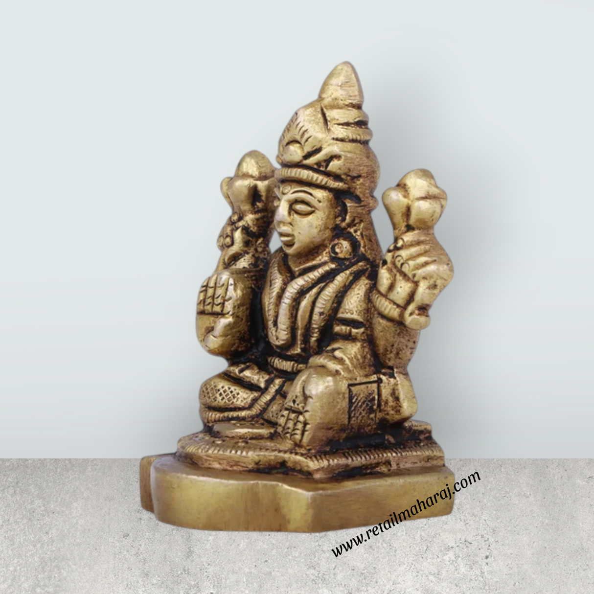 Laxmi Idol - 2 x 1.5 Inches | Antique Brass Idol/ Lakshmi Idol/ Lakshmi Murti for Pooja - Retail Maharaj