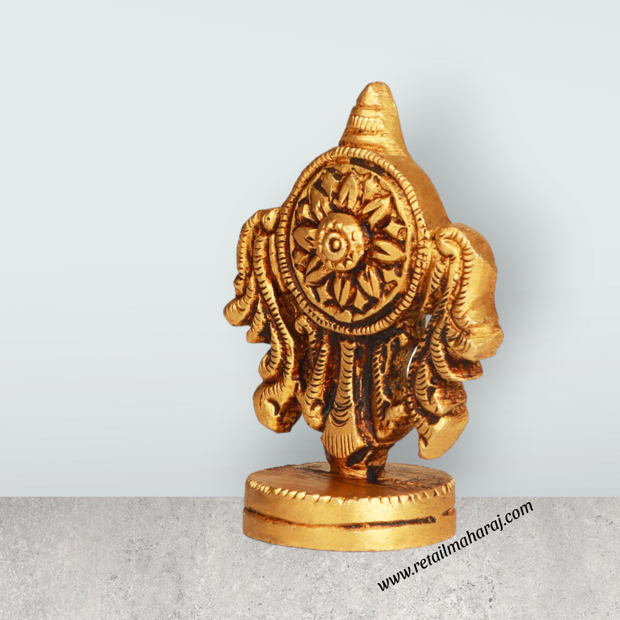 Vishnu Chakra - 2 Inches | Antique Brass Statue/ Vishnu Chakram for Pooja/ 80 Gms Approx - Retail Maharaj