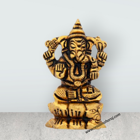 Ganesh Murti - 2 Inches | Ganapati Idol/ Antique Brass Statue/ Vinayagar Statue for Pooja/ 65 Gms Approx - Retail Maharaj
