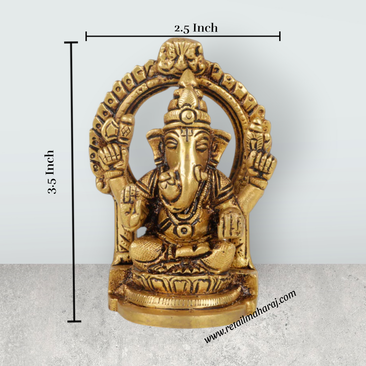 Ganesh with Arch Murti - 3.5 Inches | Antique Brass Statue/ Vinayagar Statue/ Ganesha Idol for Pooja - Retail Maharaj