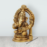 Ganesh with Arch Murti - 3.5 Inches | Antique Brass Statue/ Vinayagar Statue/ Ganesha Idol for Pooja - Retail Maharaj