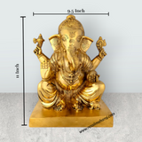 Ganesha Sitting Statue - 11 Inches | Antique Brass Idol / Vinayagar Sillai for Home, Office & Pooja - Retail Maharaj