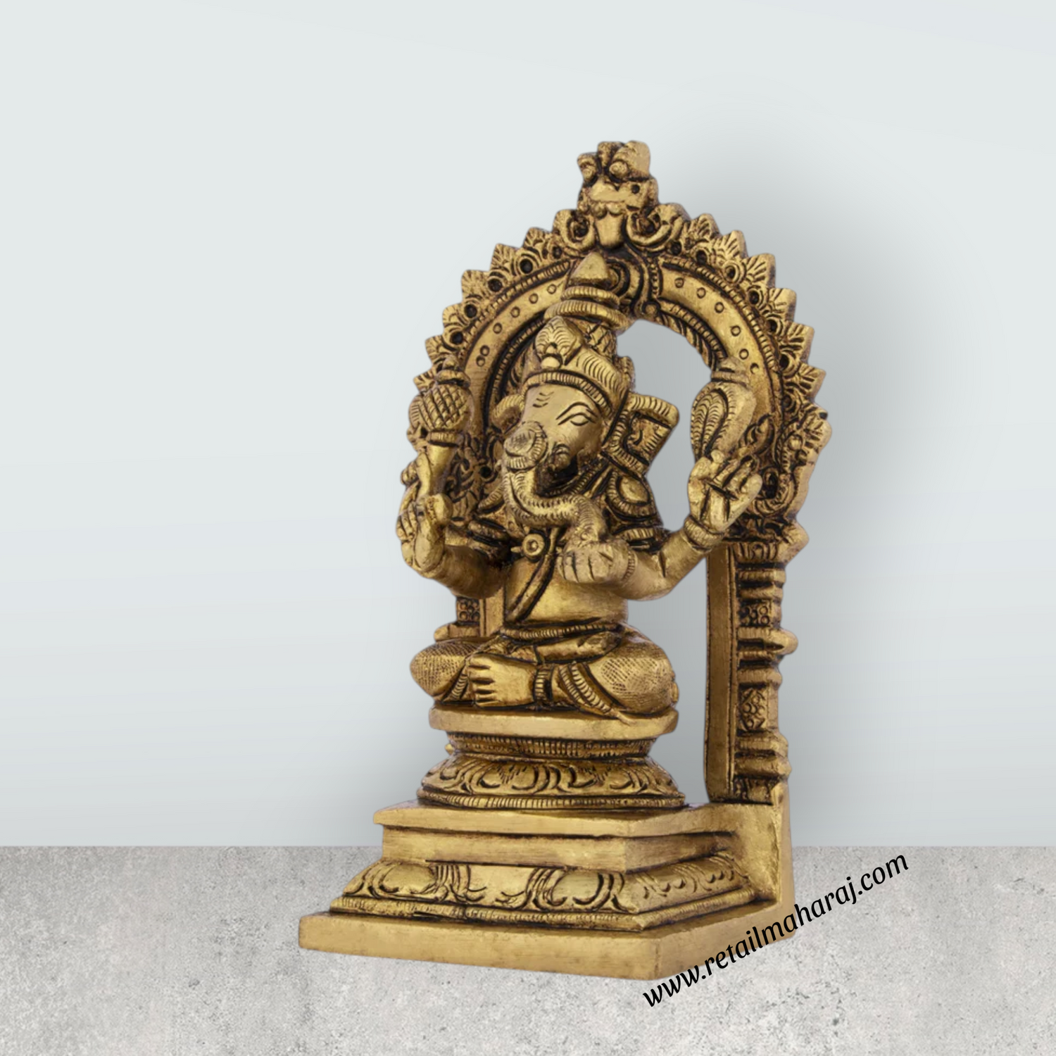 Ganesh Murti - 5.5 x 3 Inches | Antique Brass Statue/ Vinayagar Statue for Pooja/ 790 Gms Approx - Retail Maharaj