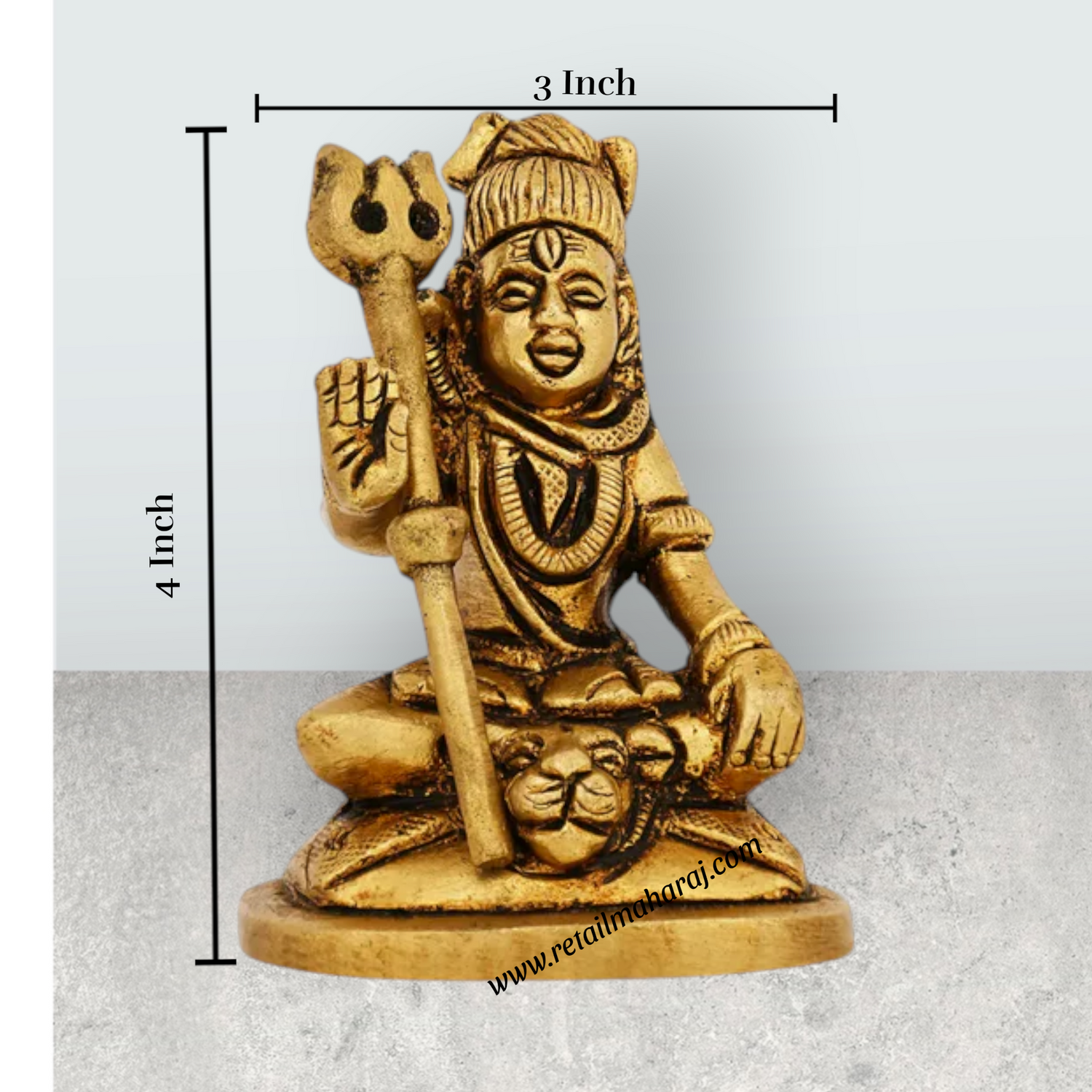 Shiva Statue Sitting On Base - 3 x 2 Inches | Brass Statue / Antique Finish Shiv Murti for Pooja - Retail Maharaj
