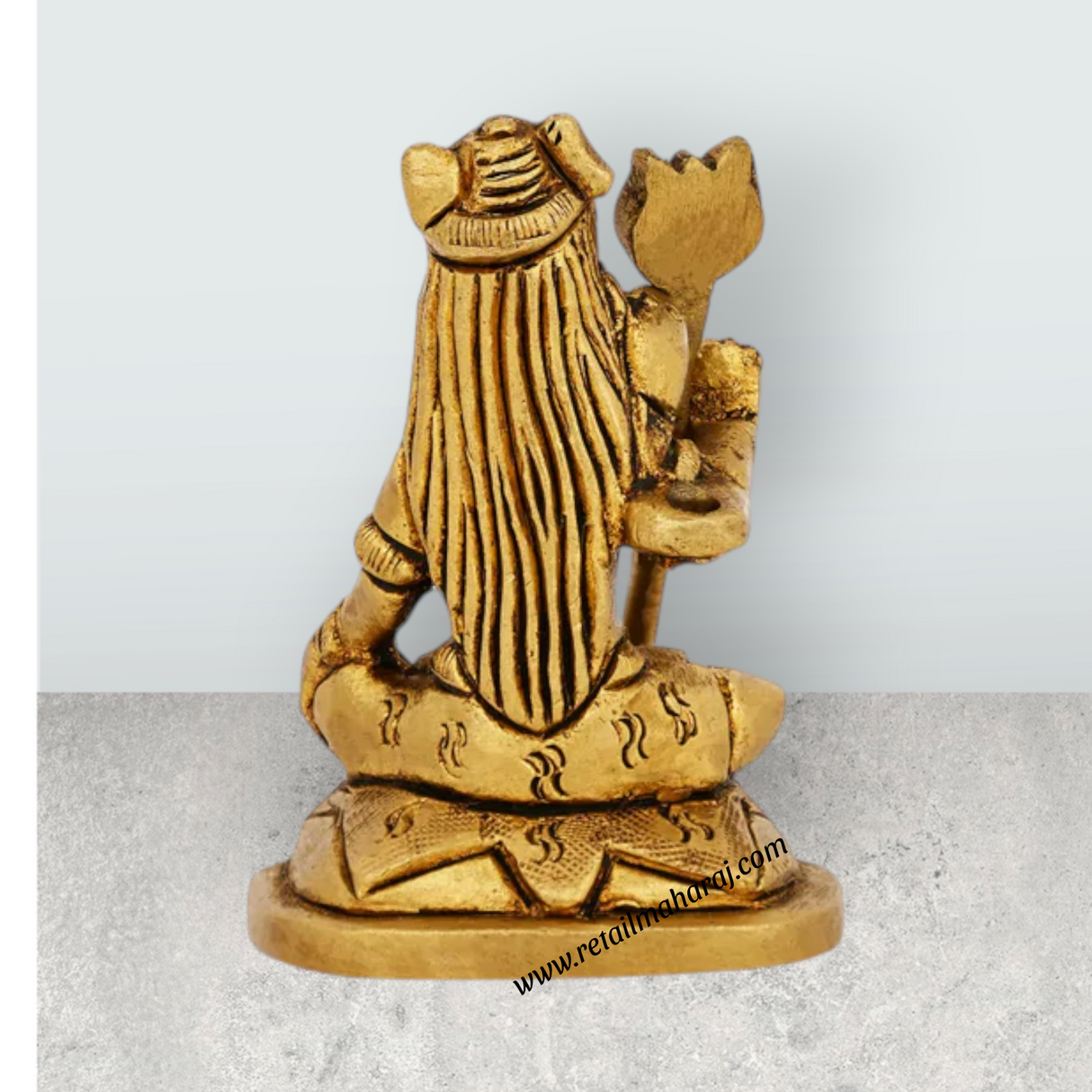 Shiva Statue Sitting On Base - 3 x 2 Inches | Brass Statue / Antique Finish Shiv Murti for Pooja - Retail Maharaj