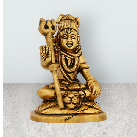 Radha Krishna Murti Standing On Base - 5 x 3.25 Inches | Brass Murti / Antique Polish Radha Krishna Idol for Pooja - Retail Maharaj