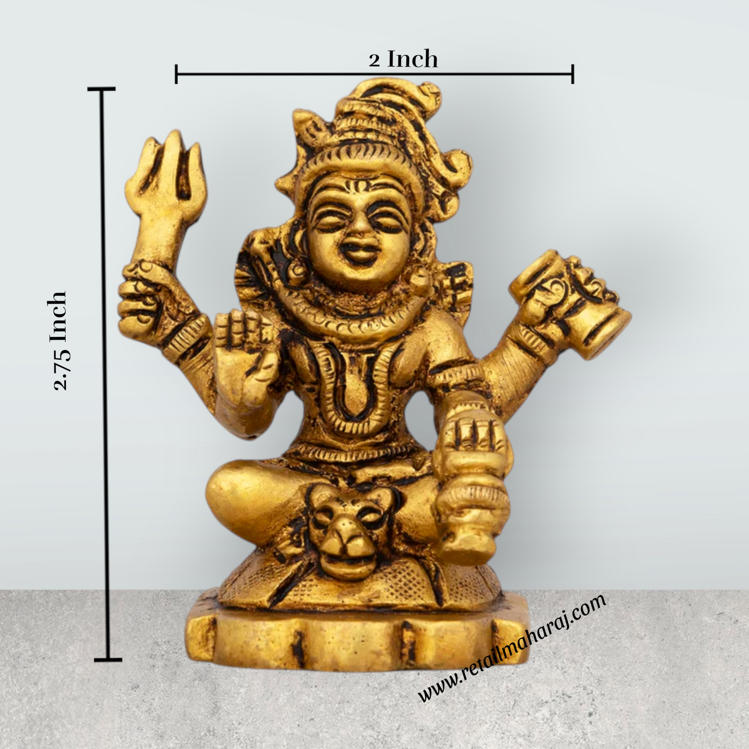 Shiva Statue With Base - 2.75 x 2 Inches | Antique Brass Idol/ Sitting Shiv Statue for Pooja/ 240 Gms Approx - Retail Maharaj