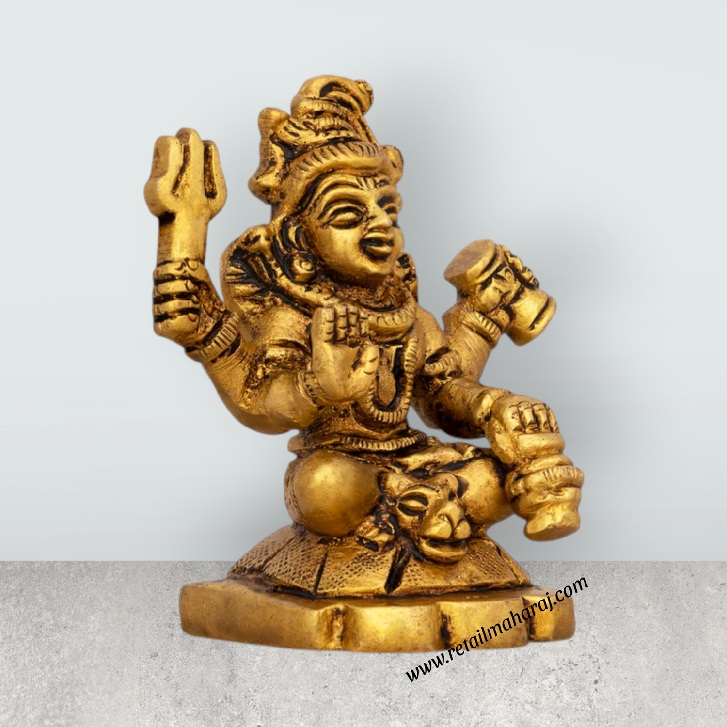 Shiva Statue With Base - 2.75 x 2 Inches | Antique Brass Idol/ Sitting Shiv Statue for Pooja/ 240 Gms Approx - Retail Maharaj