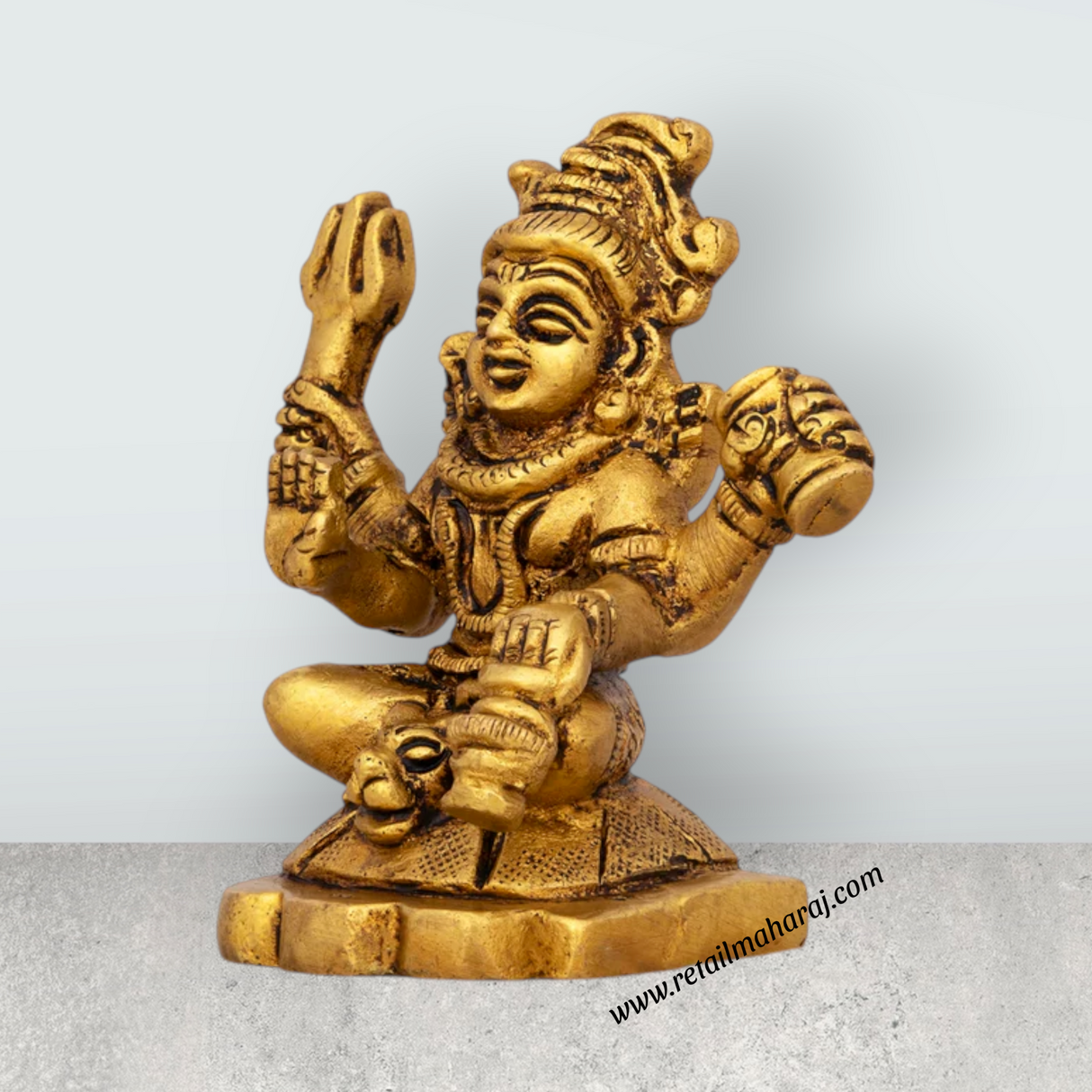 Shiva Statue With Base - 2.75 x 2 Inches | Antique Brass Idol/ Sitting Shiv Statue for Pooja/ 240 Gms Approx - Retail Maharaj