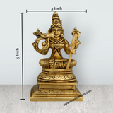 Kamakshi Idol With Base - 5 x 3 Inches | Antique Brass Idol/ Kamatchi Amman Statue for Pooja/ 920 Gms Approx - Retail Maharaj