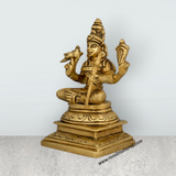 Kamakshi Idol With Base - 5 x 3 Inches | Antique Brass Idol/ Kamatchi Amman Statue for Pooja/ 920 Gms Approx - Retail Maharaj
