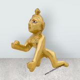 Crawling Krishna Idol - 2 x 1.5 Inches | Brass Idol/ Gold Polish Krishna Murti/ Krishna Statue for Pooja - Retail Maharaj