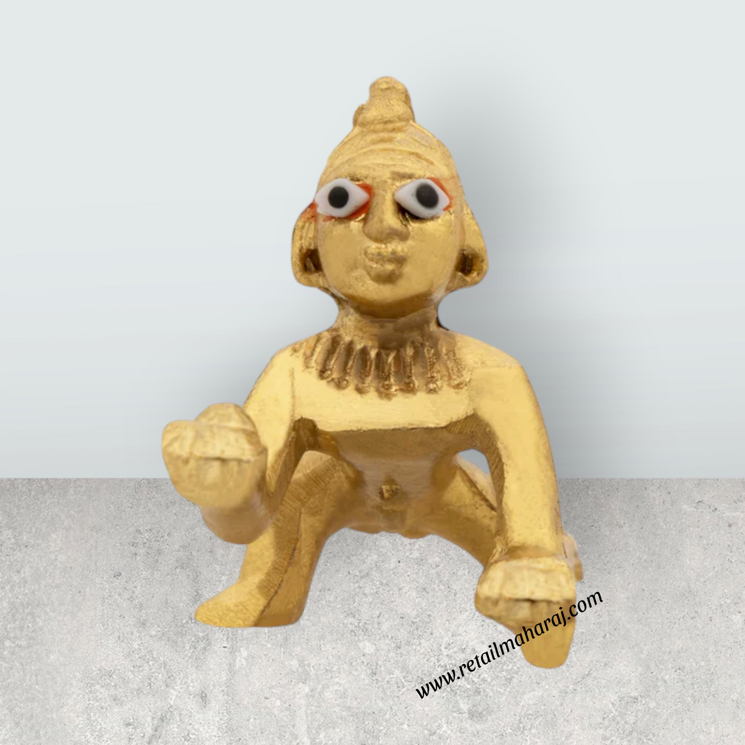 Crawling Krishna Idol - 1.5 x 1.5 Inches | Brass Krishna Murti/ Gold Polish Krishna Statue for Pooja