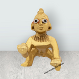Crawling Krishna Idol - 1.5 x 1.5 Inches | Brass Krishna Murti/ Gold Polish Krishna Statue for Pooja
