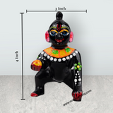 Crawling Krishna Murti - 4 x 3 Inches | Antique Brass Idol/ Painted Krishna Idol for Pooja