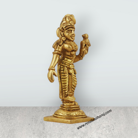 Meenakshi Amman Statue - 3.5 Inches | Meenakshi Brass Idol/ Antique Finish Meenakshi Statue for Pooja - Retail Maharaj