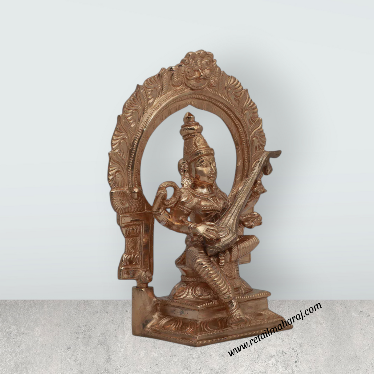 Saraswati Murti - 6 Inches | Panchaloha Idol/ Saraswati Idol/ Saraswati Mata Murti for Pooja - Retail Maharaj
